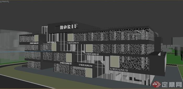 某三层商业建筑设计3DMAX模型与PSD效果图(4)