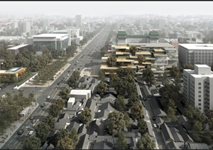 现代某城市中心多栋综合建筑设计3DMAX模型与PSD效果图