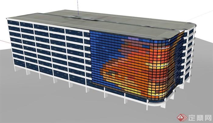 商场办公综合建筑设计SU模型(1)