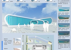 现代某长途汽车客运站建筑设计展板JPG 方案图