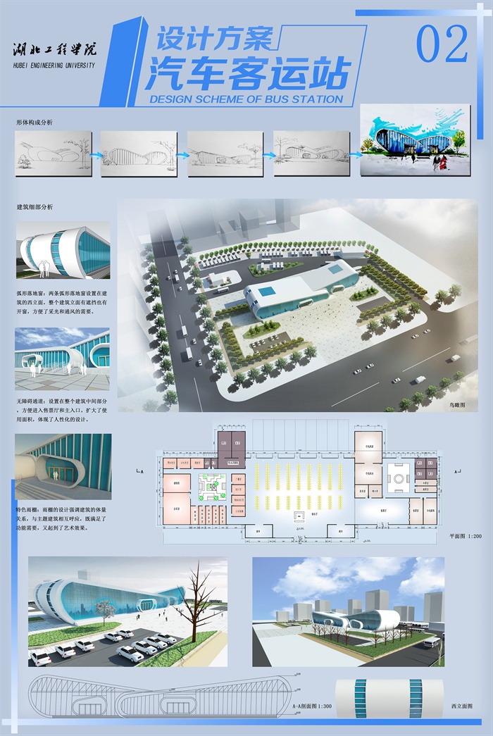 现代某长途汽车客运站建筑设计展板JPG 方案图(2)