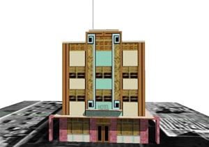 某美式风格四层旅馆建筑设计SU(草图大师)模型