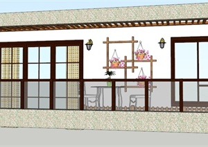 住宅阳台景观设计SU(草图大师)模型