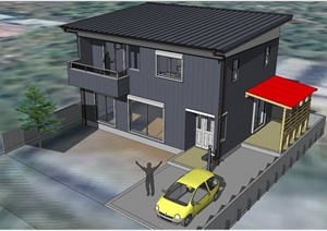 独栋小别墅建筑设计SU(草图大师)模型