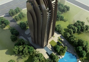 某酒店建筑设计MAX模型（附效果图）