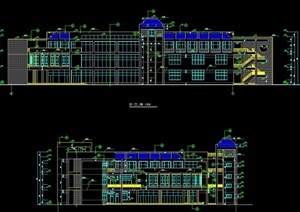 某高校三层食堂建筑设计CAD施工图
