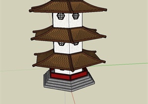 某三层宝塔建筑设计SU(草图大师)模型