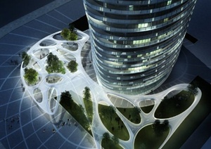 现代综合大厦建筑设计MAX模型（附效果图）
