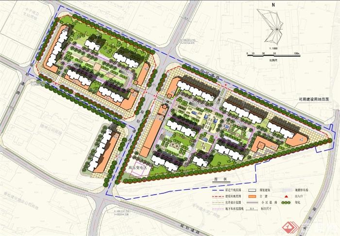 现代某住宅小区景观规划设计PSD平彩图(1)