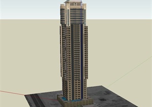 现代某摩天大厦高楼建筑设计SU(草图大师)模型