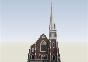 某欧式风格单层教堂建筑设计SU(草图大师)模型