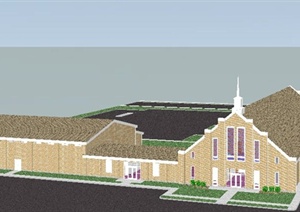 现代某组合式教会建筑设计SU(草图大师) 模型