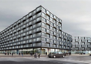 现代某城市中心商业建筑设计3DMAX模型与PSD效果图