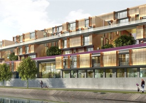 现代某小高层住宅建筑设计3DMAX模型与PSD效果图