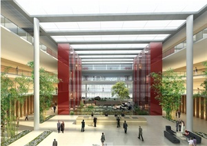 现代中式两层四合院办公建筑设计3DMAX模型