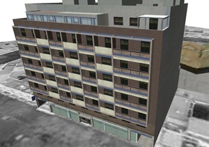 多层商住楼建筑设计SU(草图大师)模型