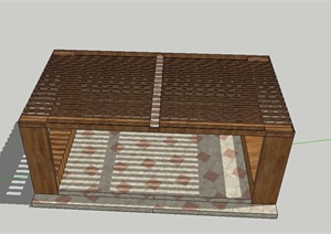 某木质长方形花架设计SU(草图大师)模型