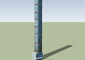 某现代独栋方形高层办公建筑设计SU(草图大师)模型