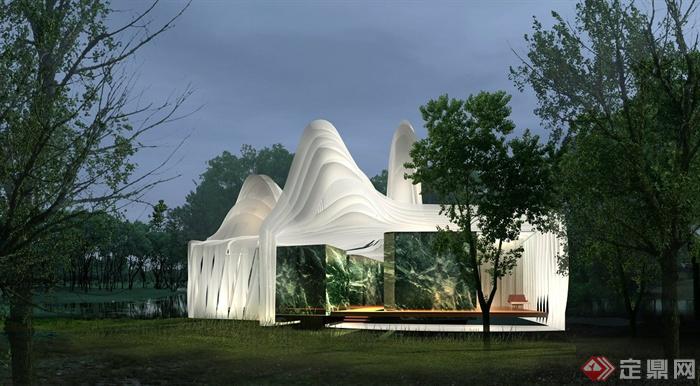 现代创意风格度假别墅建筑设计（3D、PSD）(2)