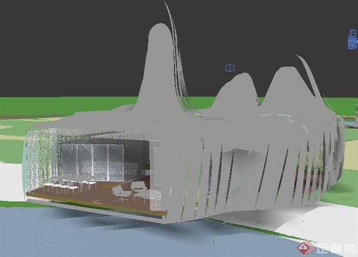 现代创意风格度假别墅建筑设计（3D、PSD）(4)