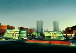 现代某城市中心商场建筑设计3DMAX模型与PSD效果图