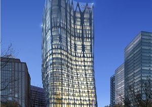 现代某高层商业建筑设计3DMAX模型与PSD效果图