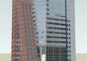 一栋现代办公楼建筑SU(草图大师)模型