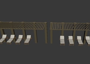 某单边廊架与躺椅设计3DMAX模型