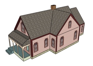 某双层简约住宅建筑设计SU(草图大师)模型