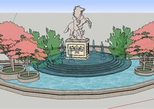 园林景观雕塑水景SU(草图大师)模型
