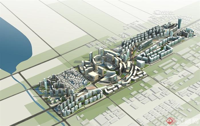 某现代风格城市规划设计（3dmax、psd）