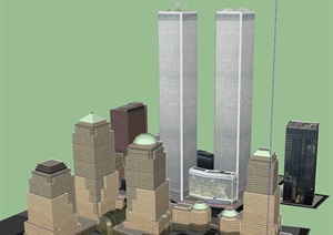 世界贸易中心建筑设计SU(草图大师)模型