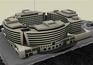 某贸易中心综合大楼建筑设计SU(草图大师)模型