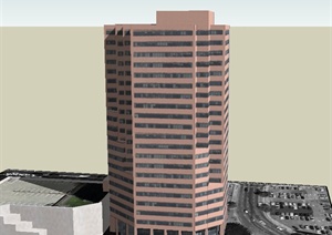现代某圆形高层办公建筑设计US模型