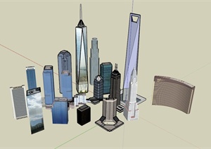多栋大楼建筑设计SU(草图大师)模型
