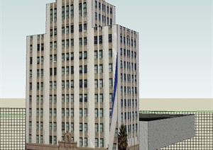 独栋现代高层办公楼建筑设计SU(草图大师)模型