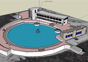 某露天游泳馆建筑设计SU(草图大师)模型