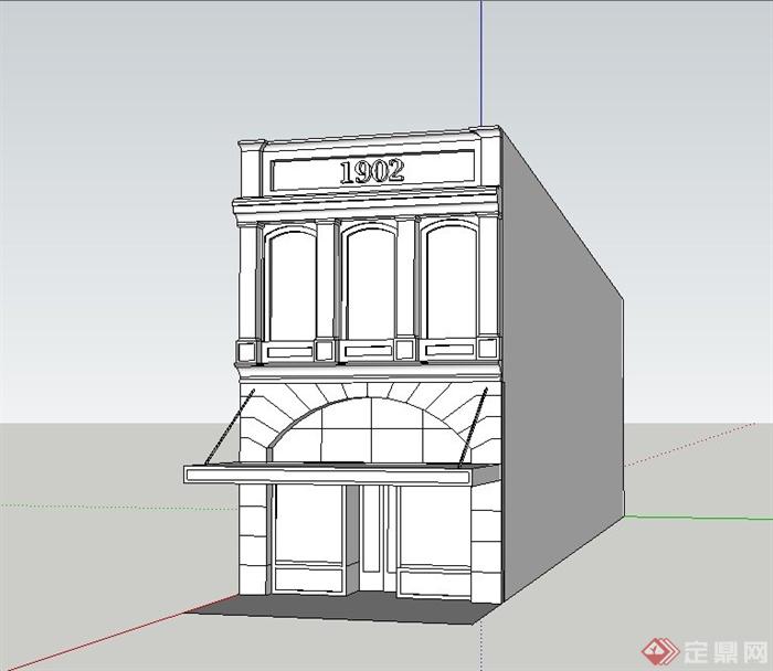 某欧式两层小型商铺建筑设计SU模型(1)
