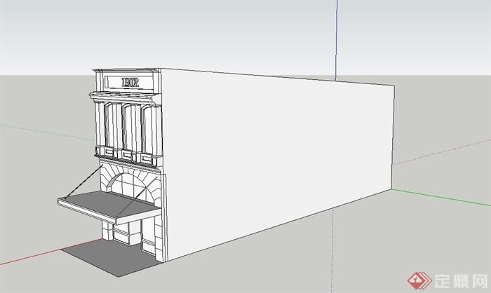 某欧式两层小型商铺建筑设计SU模型(2)
