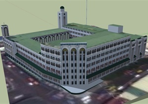 欧式综合大楼建筑设计SU(草图大师)模型