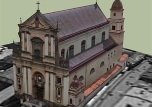 古教堂建筑设计SU(草图大师)模型