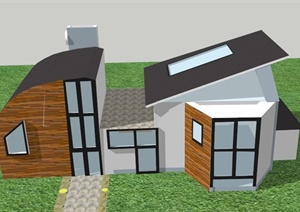 特色太阳能住宅建筑设计SU(草图大师)模型
