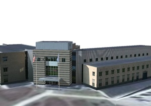 某多层行政办公电话局建筑设计SU(草图大师)模型