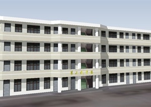 现代风格四层教学楼建筑设计SU(草图大师)模型