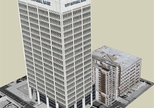 某城市银行建筑设计SU(草图大师)模型