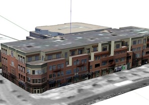 沿街商住楼建筑设计SU(草图大师)模型1
