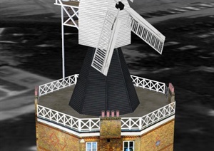 双层风车房建筑设计SU(草图大师)模型