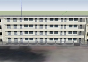 某现代四层北区实验楼建筑设计SU(草图大师)模型