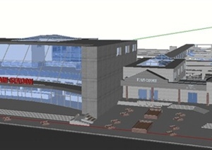 现代风格火车站建筑设计SU(草图大师)模型