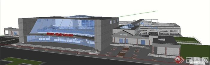 现代风格火车站建筑设计su模型(1)